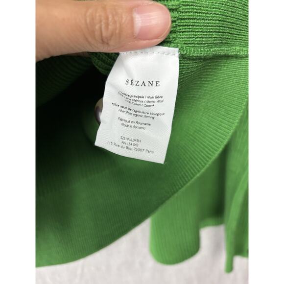 La Maille Sezane Womens Ribbed Wool Blend Sweater Top Skirt Set Green S/M - Picture 4 of 9